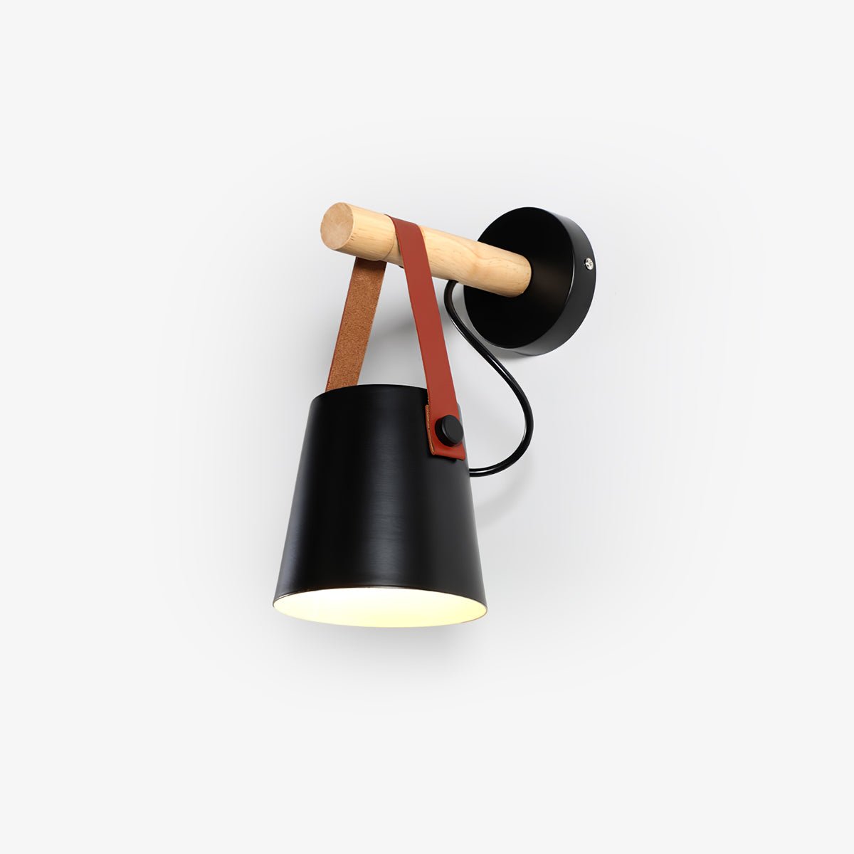 Virixon Wandleuchte aus Holz und Leder
