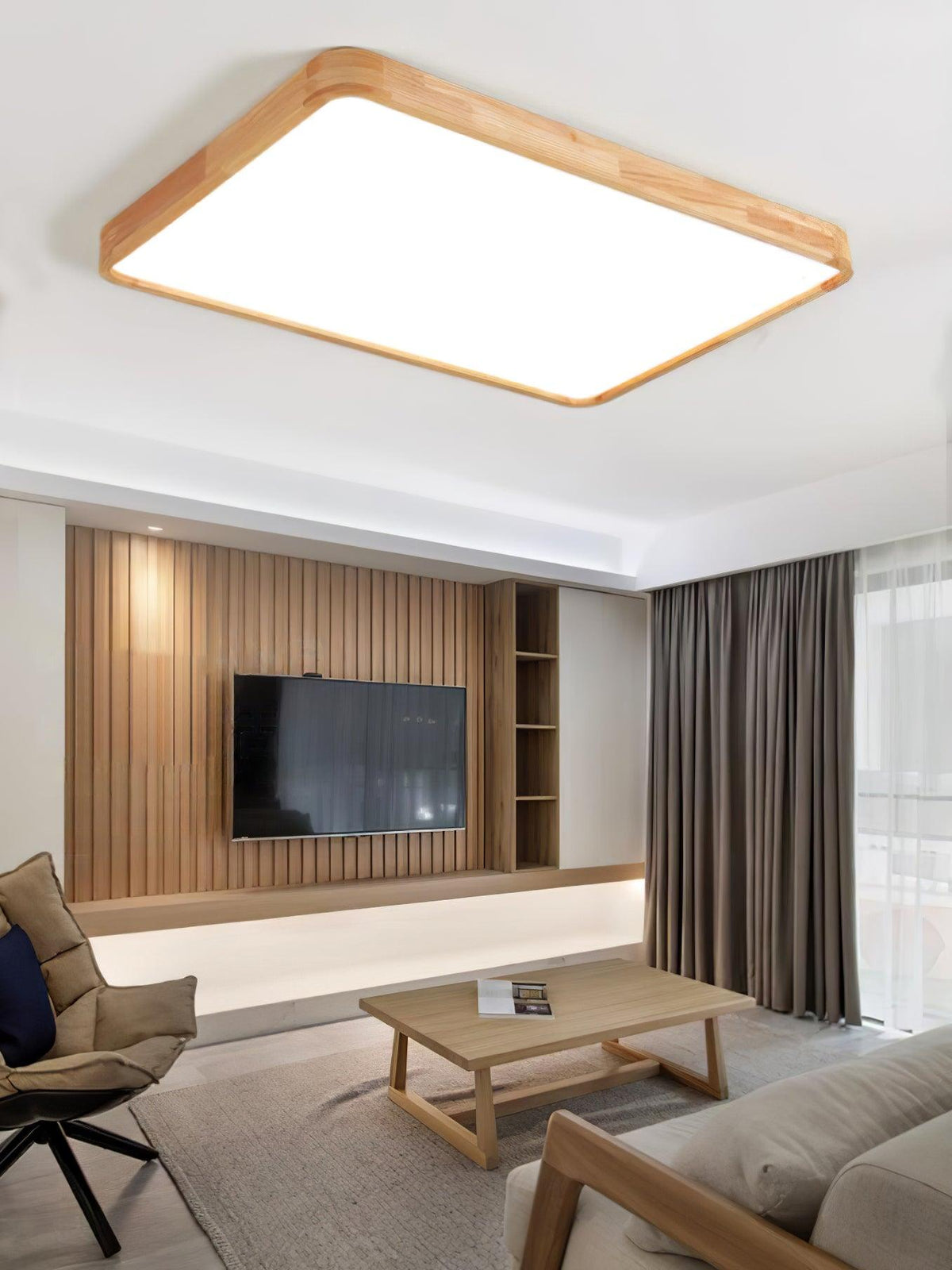 Aldalaya Deckenleuchte aus Holz mit geometrischem LED-Licht