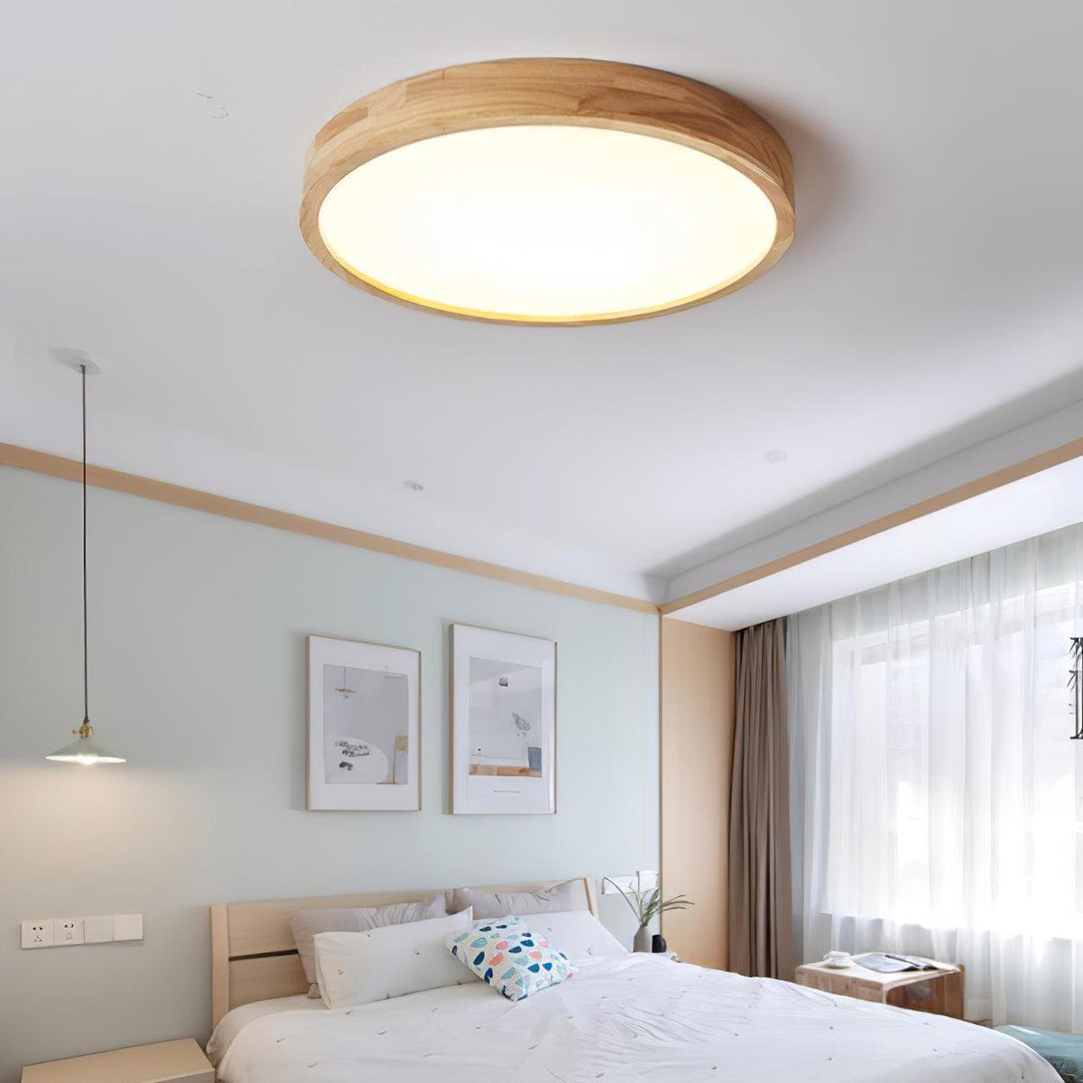 Aldalaya Deckenleuchte aus Holz mit geometrischem LED-Licht