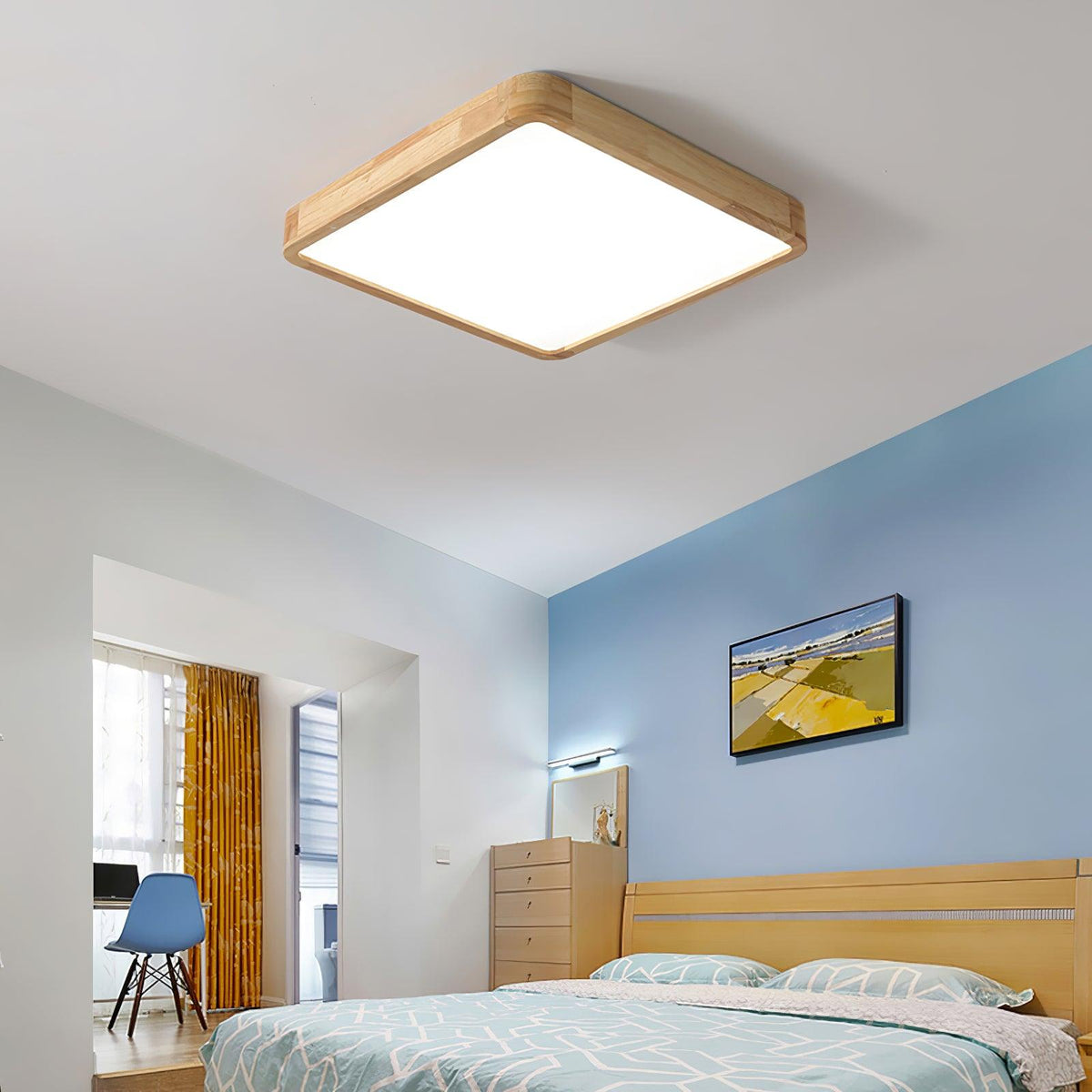 Aldalaya Deckenleuchte aus Holz mit geometrischem LED-Licht