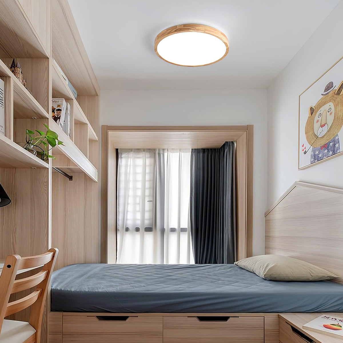 Aldalaya Deckenleuchte aus Holz mit geometrischem LED-Licht
