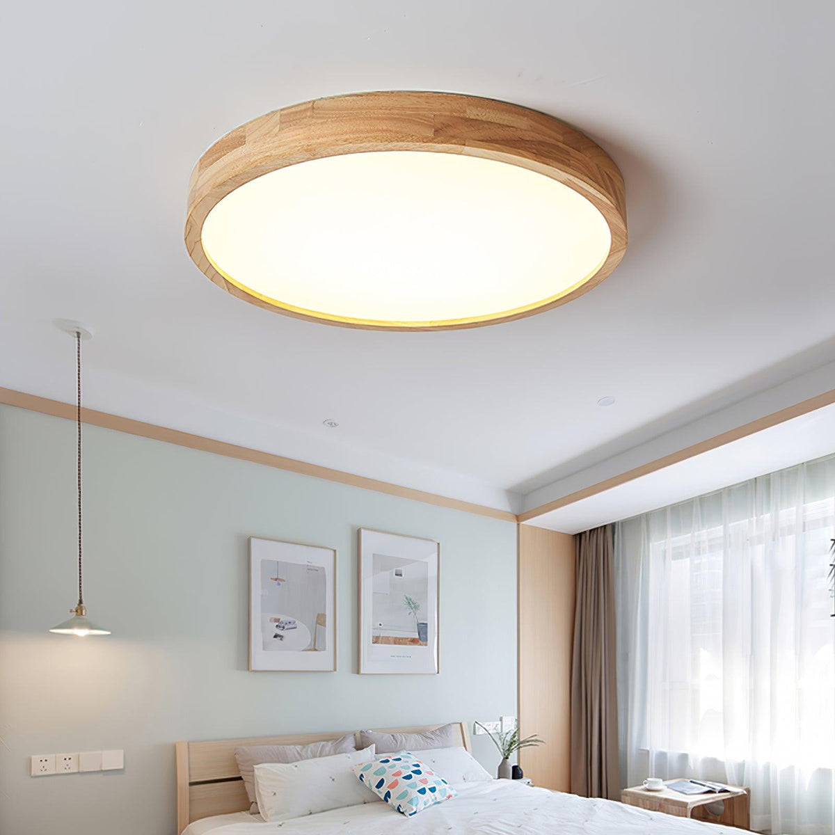 Aldalaya Deckenleuchte aus Holz mit geometrischem LED-Licht