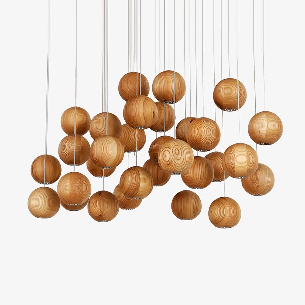 Vixor Pendelleuchte im nordischen Orb-Sphären-Cluster aus Holz