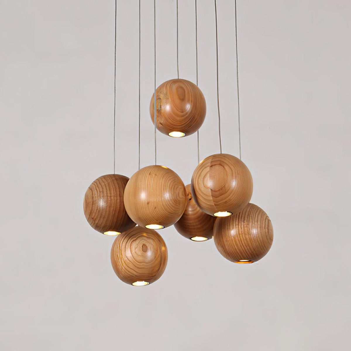 Vixor Pendelleuchte im nordischen Orb-Sphären-Cluster aus Holz
