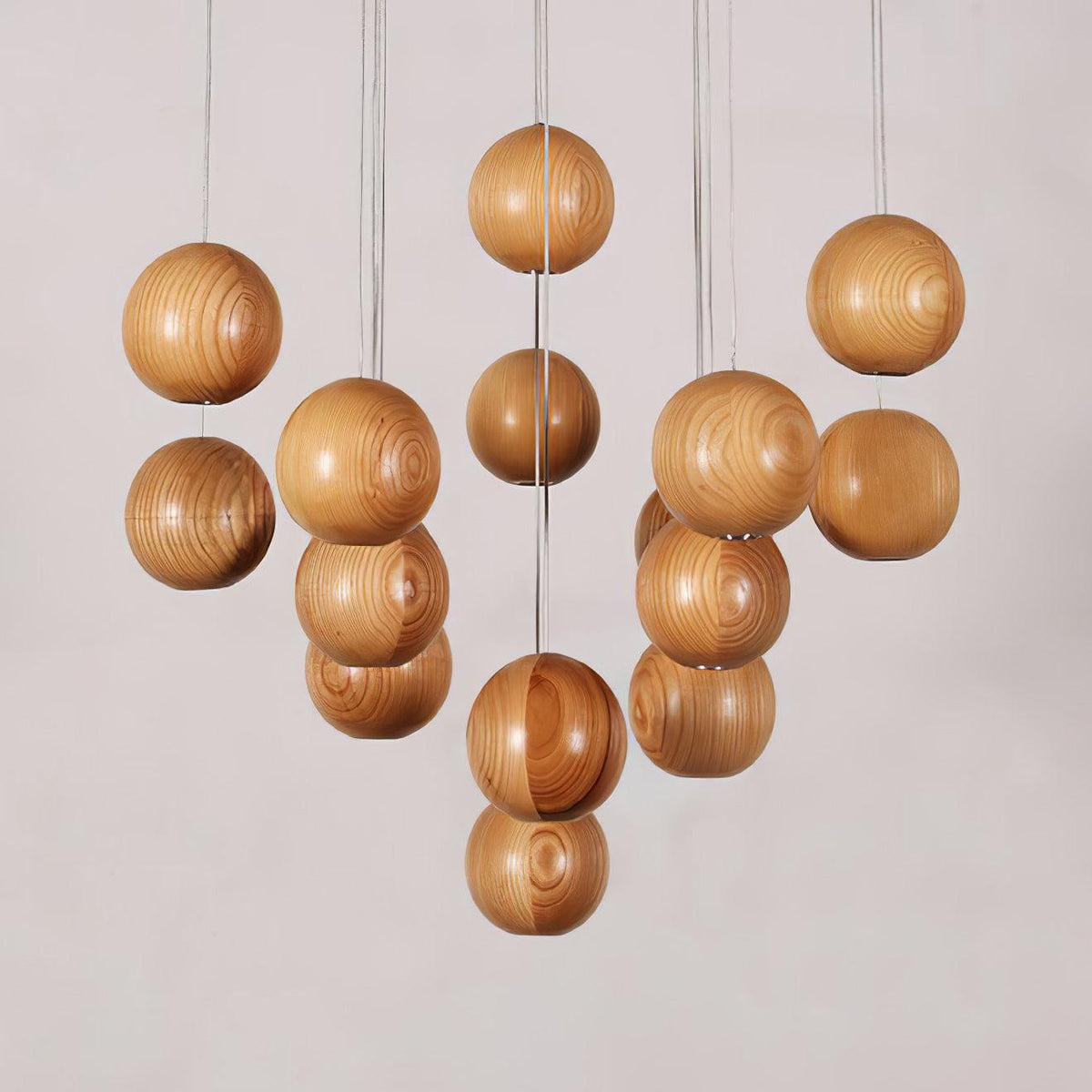 Vixor Pendelleuchte im nordischen Orb-Sphären-Cluster aus Holz