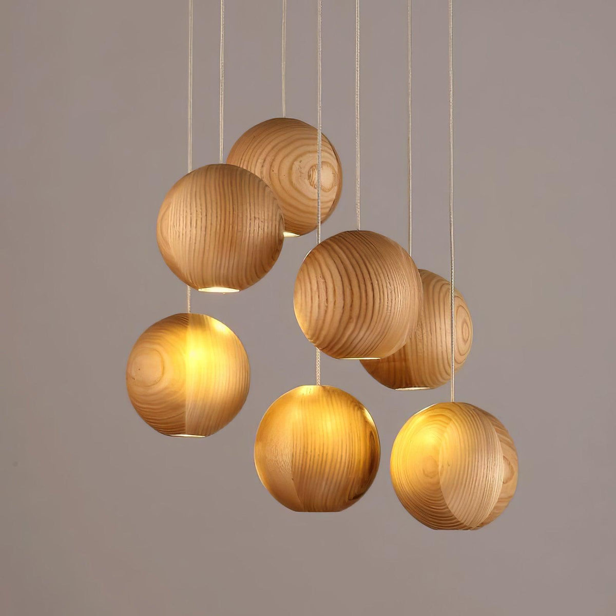 Vixor Pendelleuchte im nordischen Orb-Sphären-Cluster aus Holz