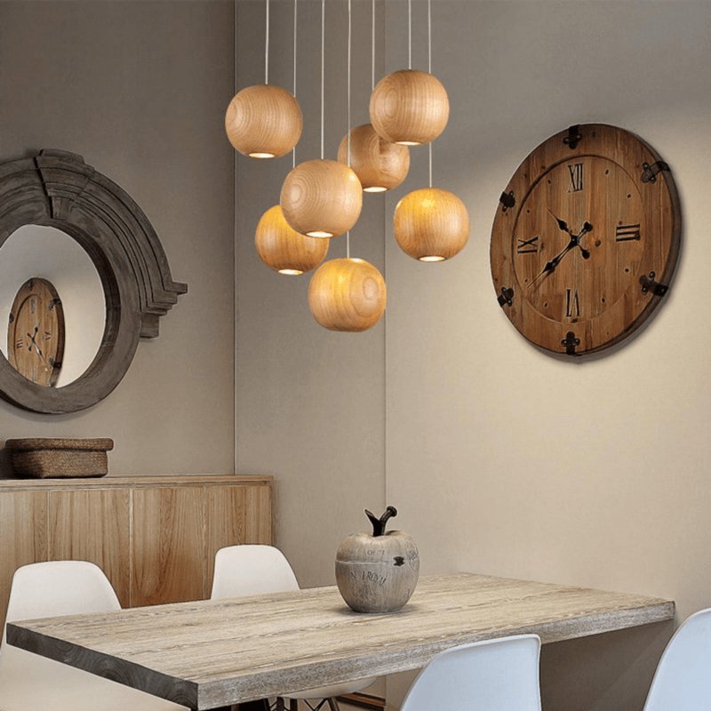 Vixor Pendelleuchte im nordischen Orb-Sphären-Cluster aus Holz