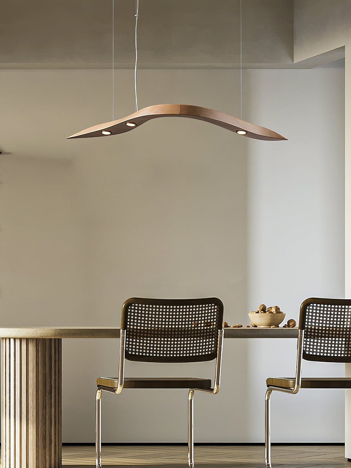 Queral Flow Minimalistische Pendelleuchte aus Holz