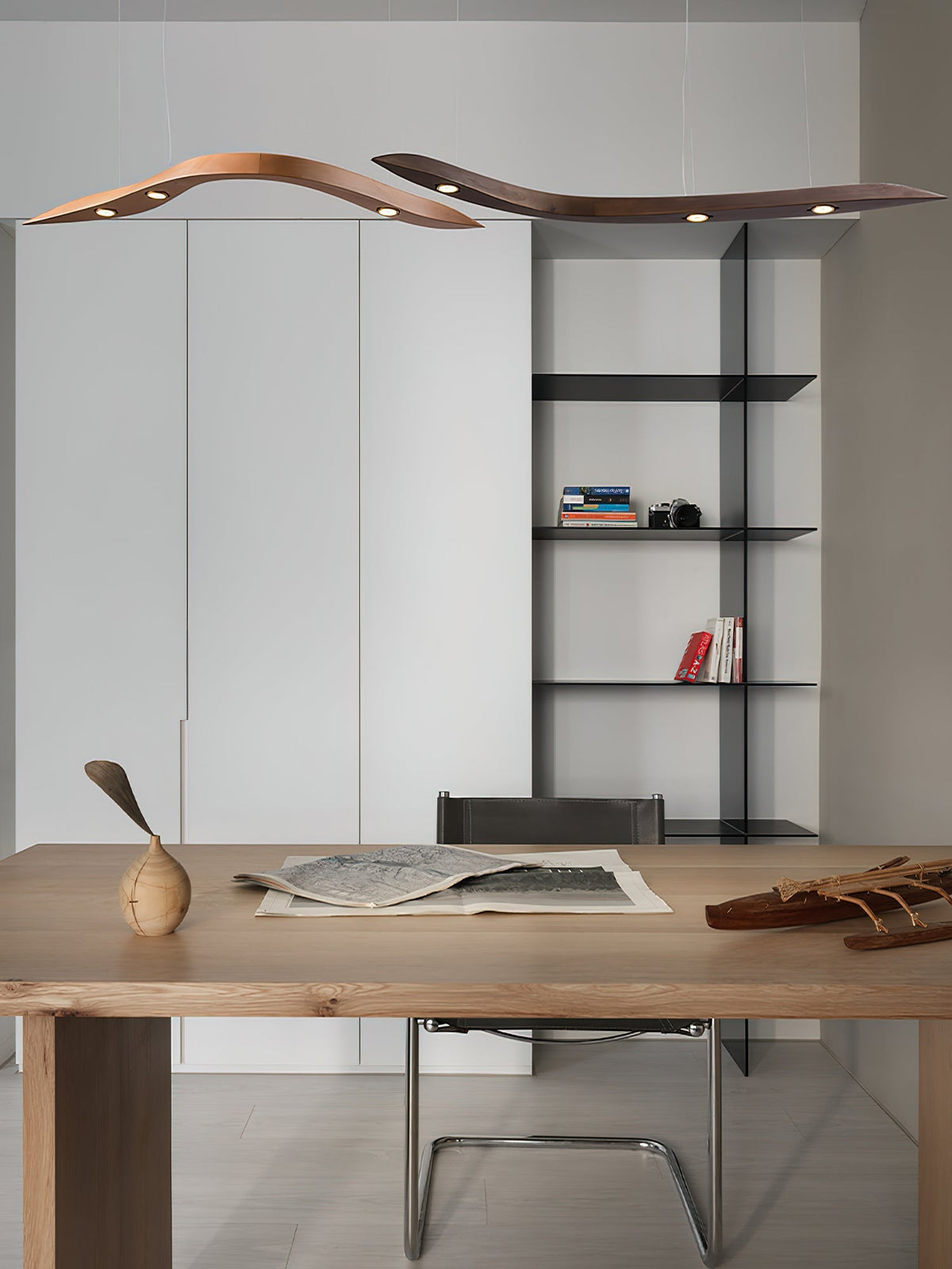 Queral Flow Minimalistische Pendelleuchte aus Holz