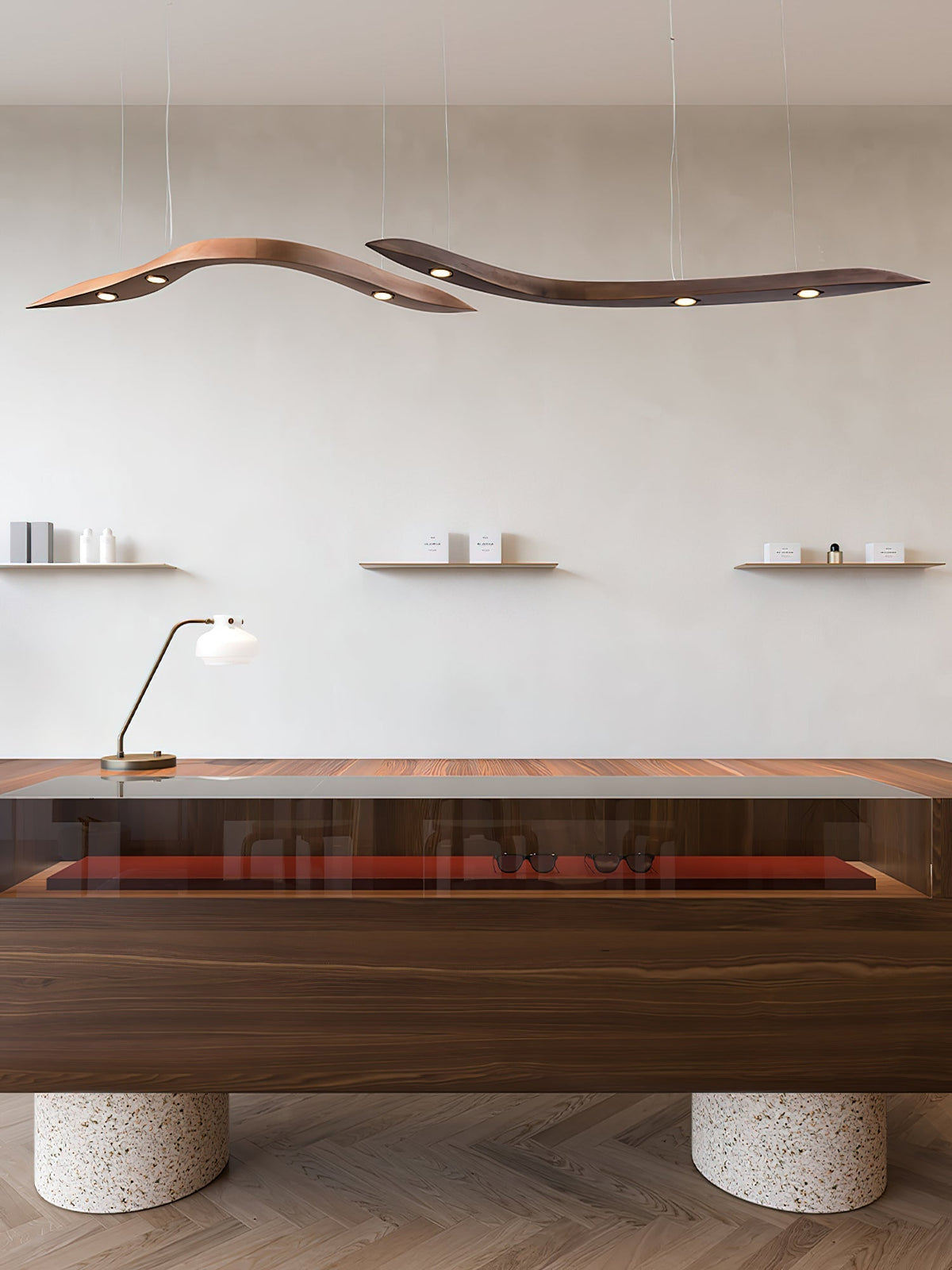 Queral Flow Minimalistische Pendelleuchte aus Holz