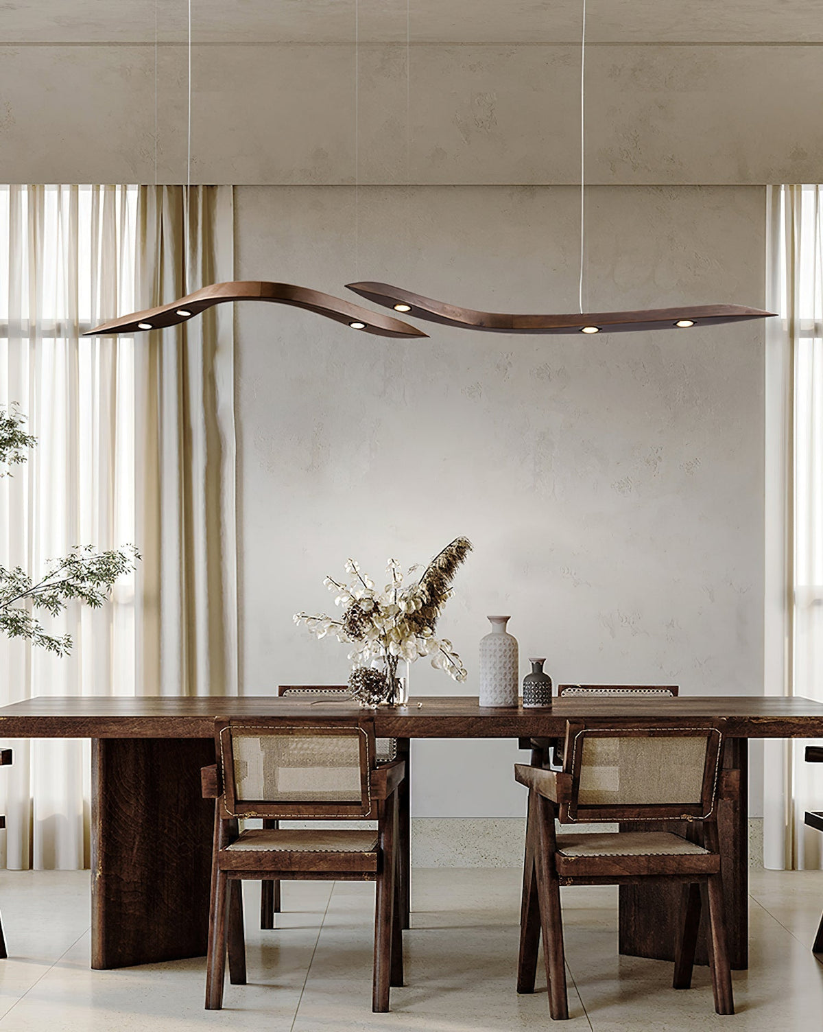 Queral Flow Minimalistische Pendelleuchte aus Holz