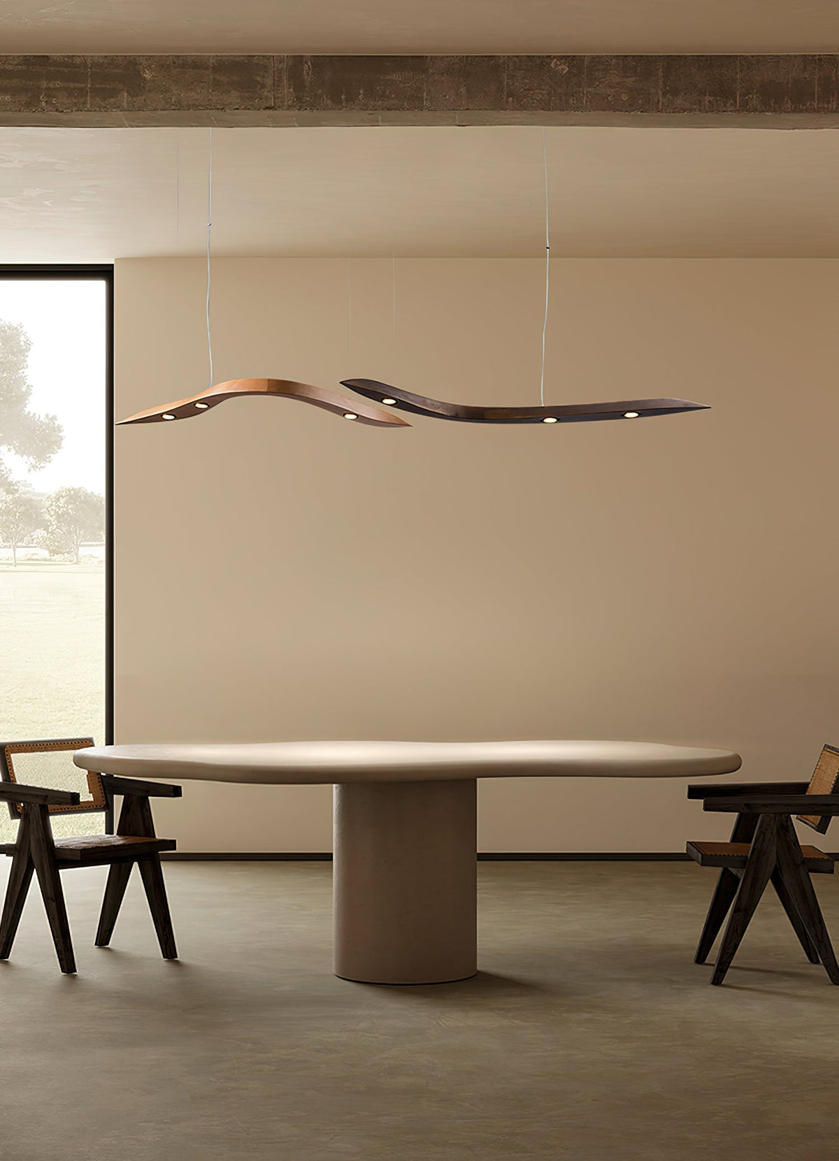 Queral Flow Minimalistische Pendelleuchte aus Holz
