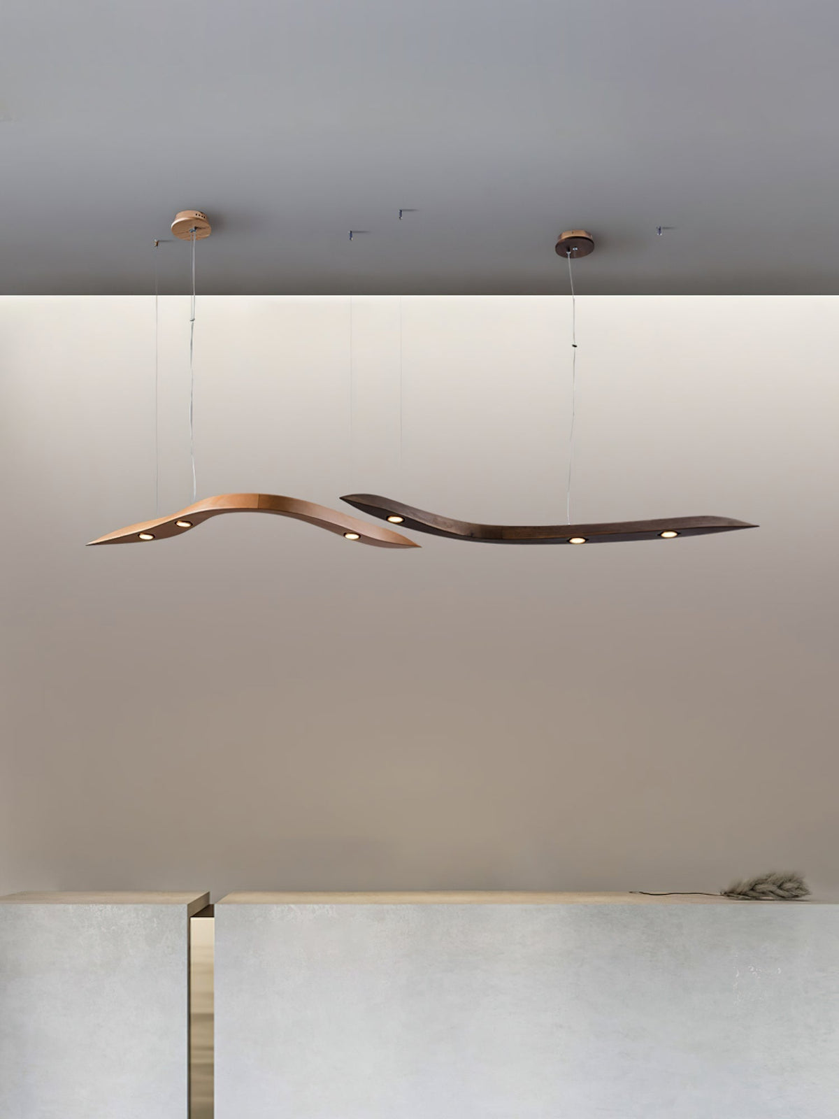 Queral Flow Minimalistische Pendelleuchte aus Holz
