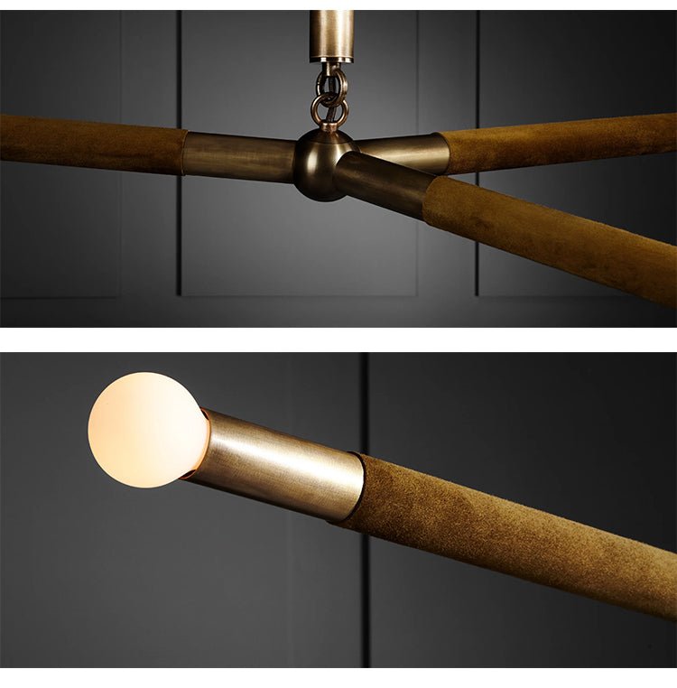 Solireon Kronleuchter aus Messing mit linearer Struktur