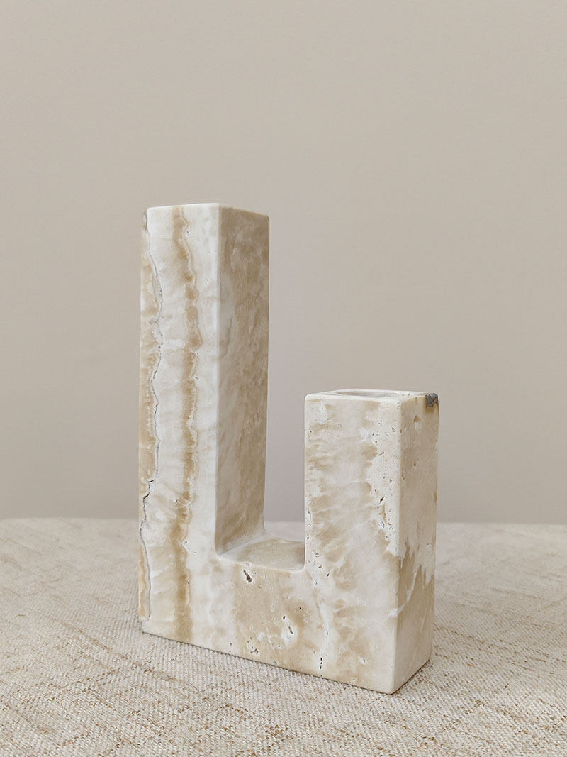 Horze Moderner Candleholder aus gelbem Travertin