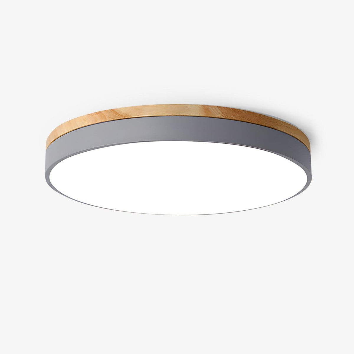 Mireth Deckenleuchte rund aus Holz grau modern minimalistisch