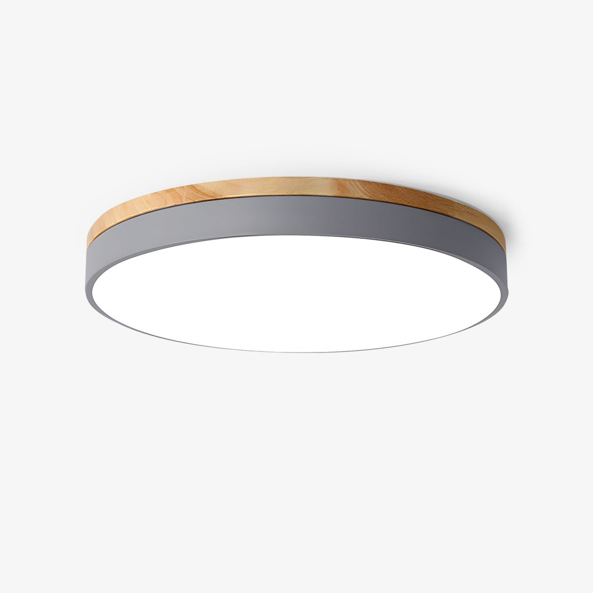 Mireth Deckenleuchte rund aus Holz grau modern minimalistisch