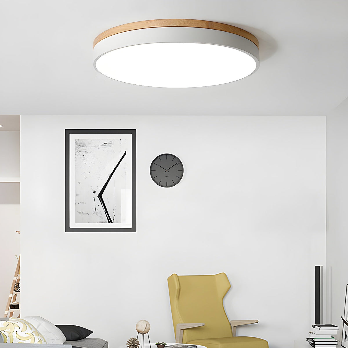 Mireth Deckenleuchte rund aus Holz grau modern minimalistisch