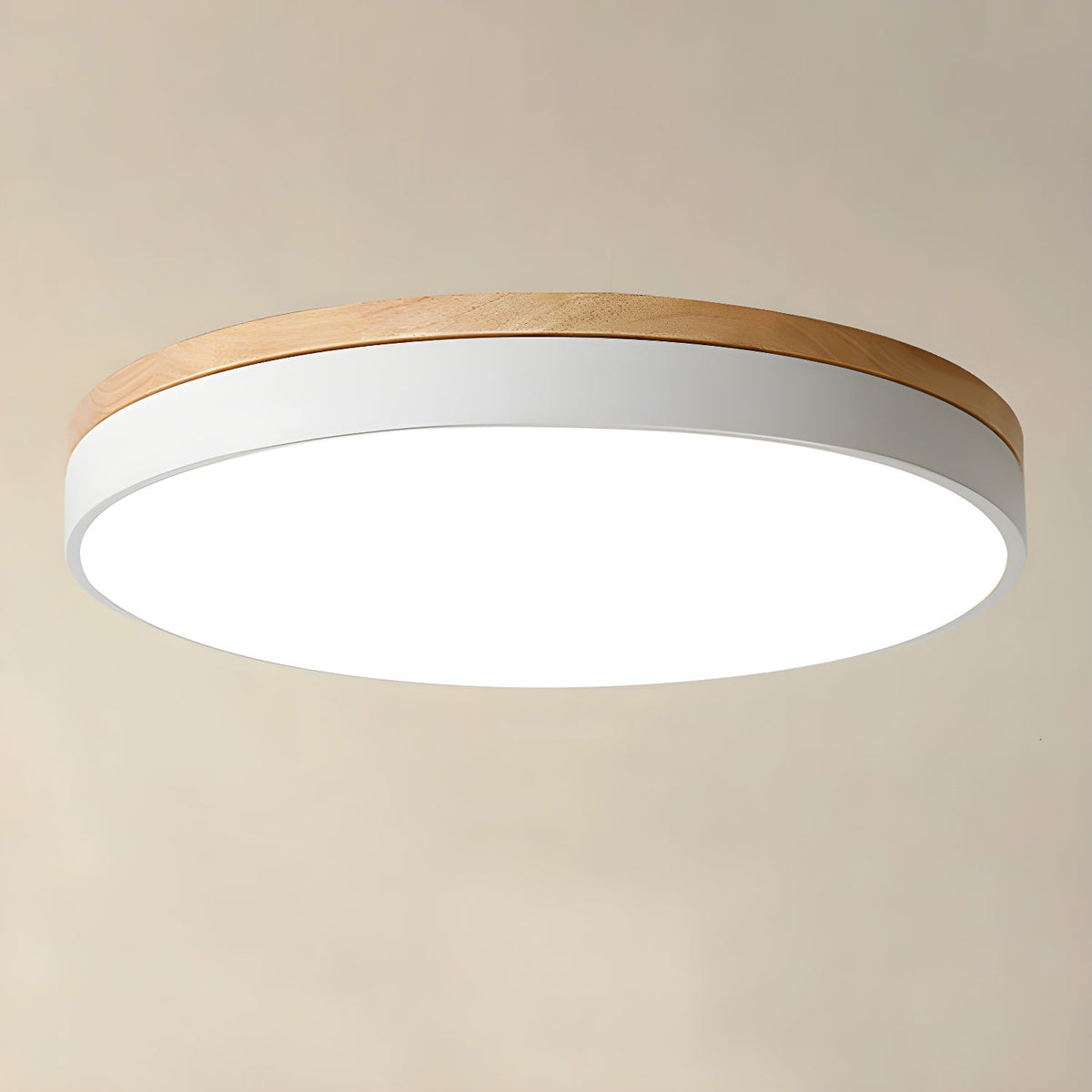Mireth Deckenleuchte rund aus Holz grau modern minimalistisch