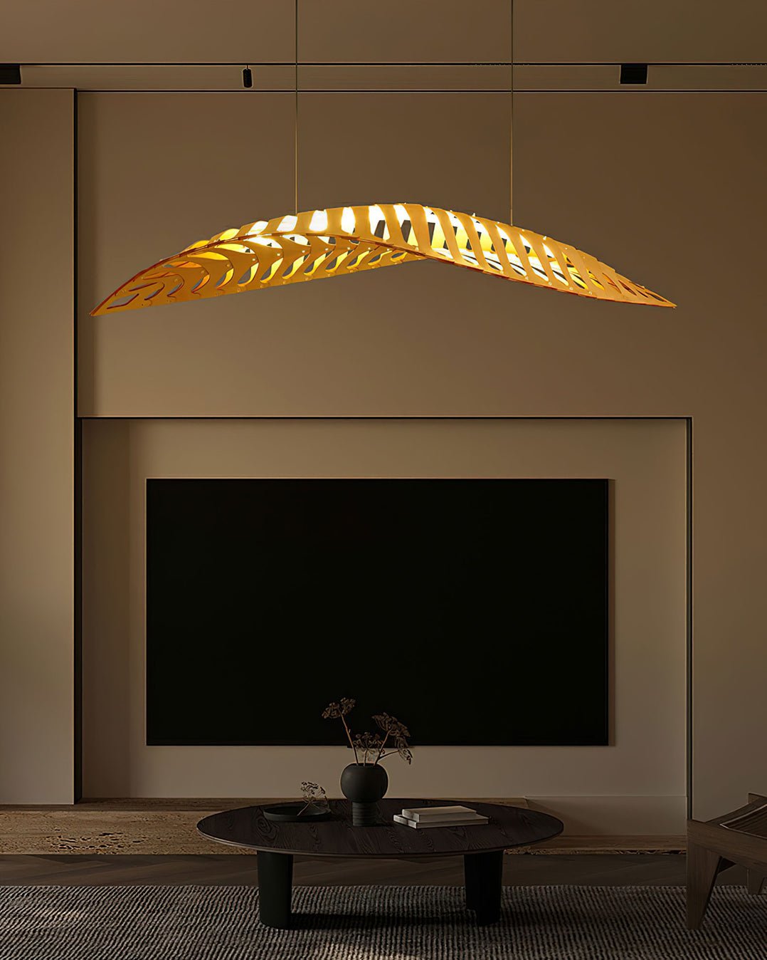 Veliren Pendelleuchte aus Holz mit Blatt-Design