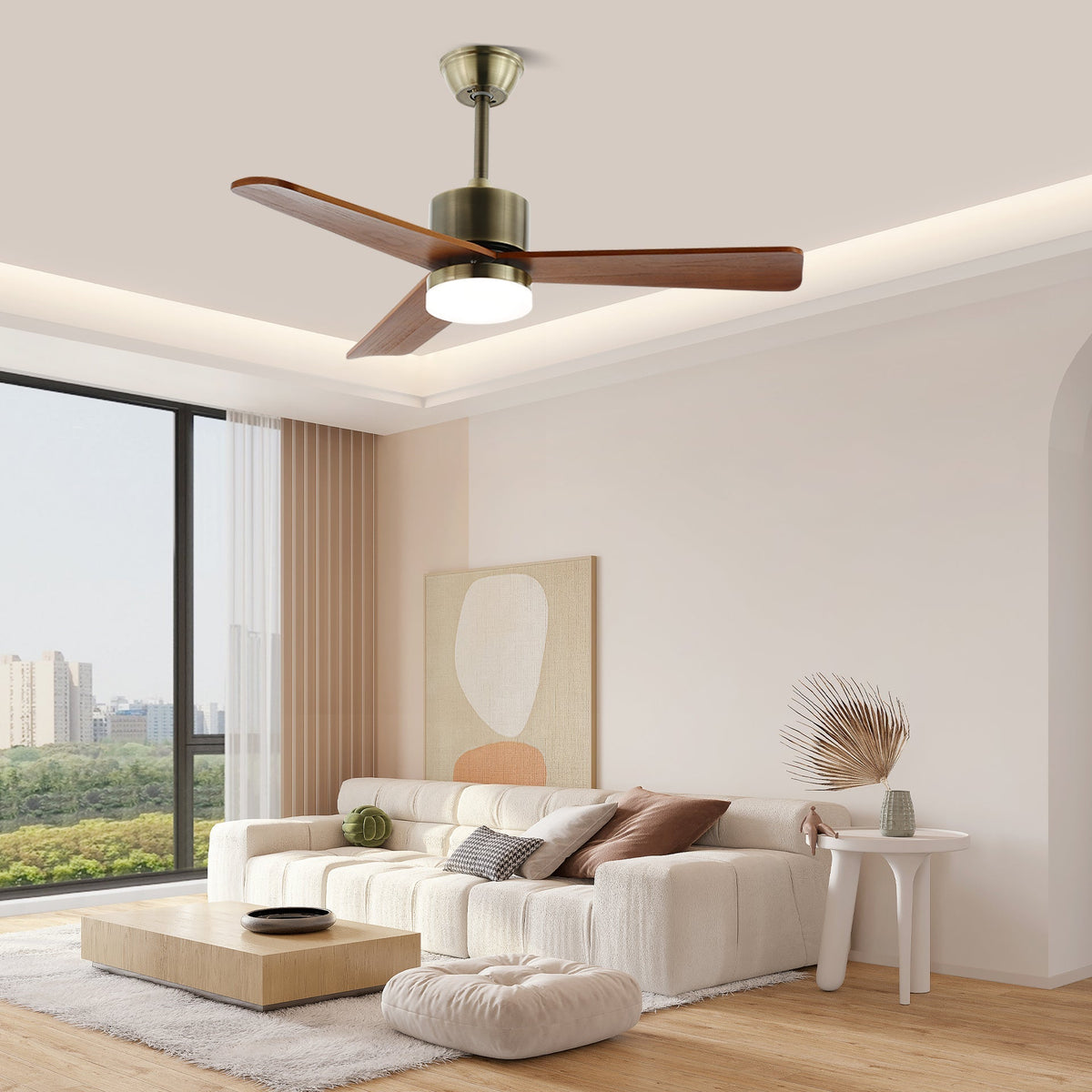 Ventio minimalistisch Silber Holz Deckenventilator mit Beleuchtung