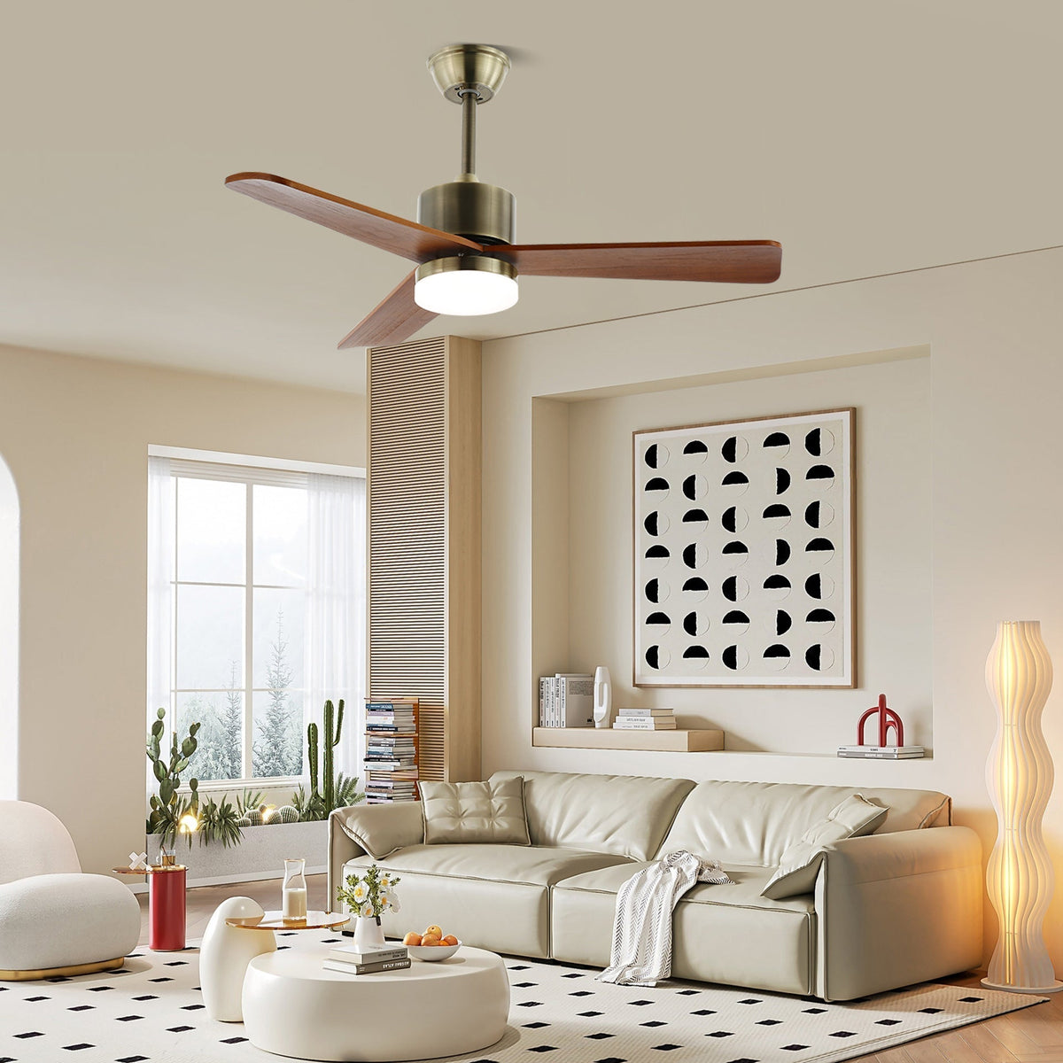 Ventio minimalistisch Silber Holz Deckenventilator mit Beleuchtung