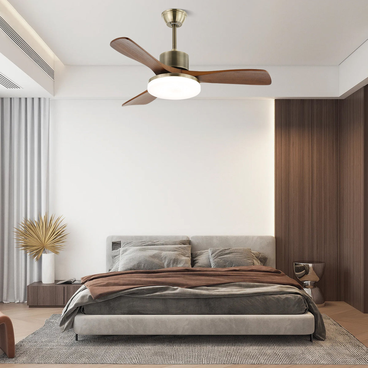 Ventio minimalistisch Silber Holz Deckenventilator mit Beleuchtung