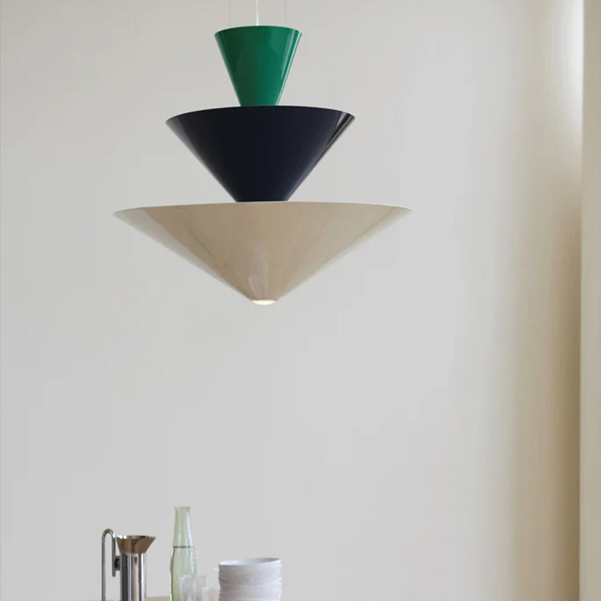 Pyramia gestufte Pendelleuchte mit Farbblöcken