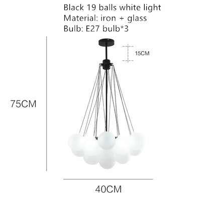 Valentina Modern LED Kronleuchter Kugel Schwarz/Gold Wohnzimmer Glas