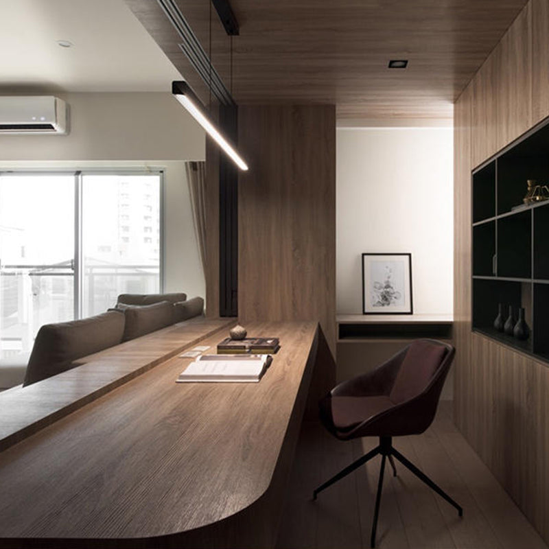 Arisha Pendelleuchte Linear  Metall&Holz Modern LED  Schwarz/Weiß  Wohnzimmer