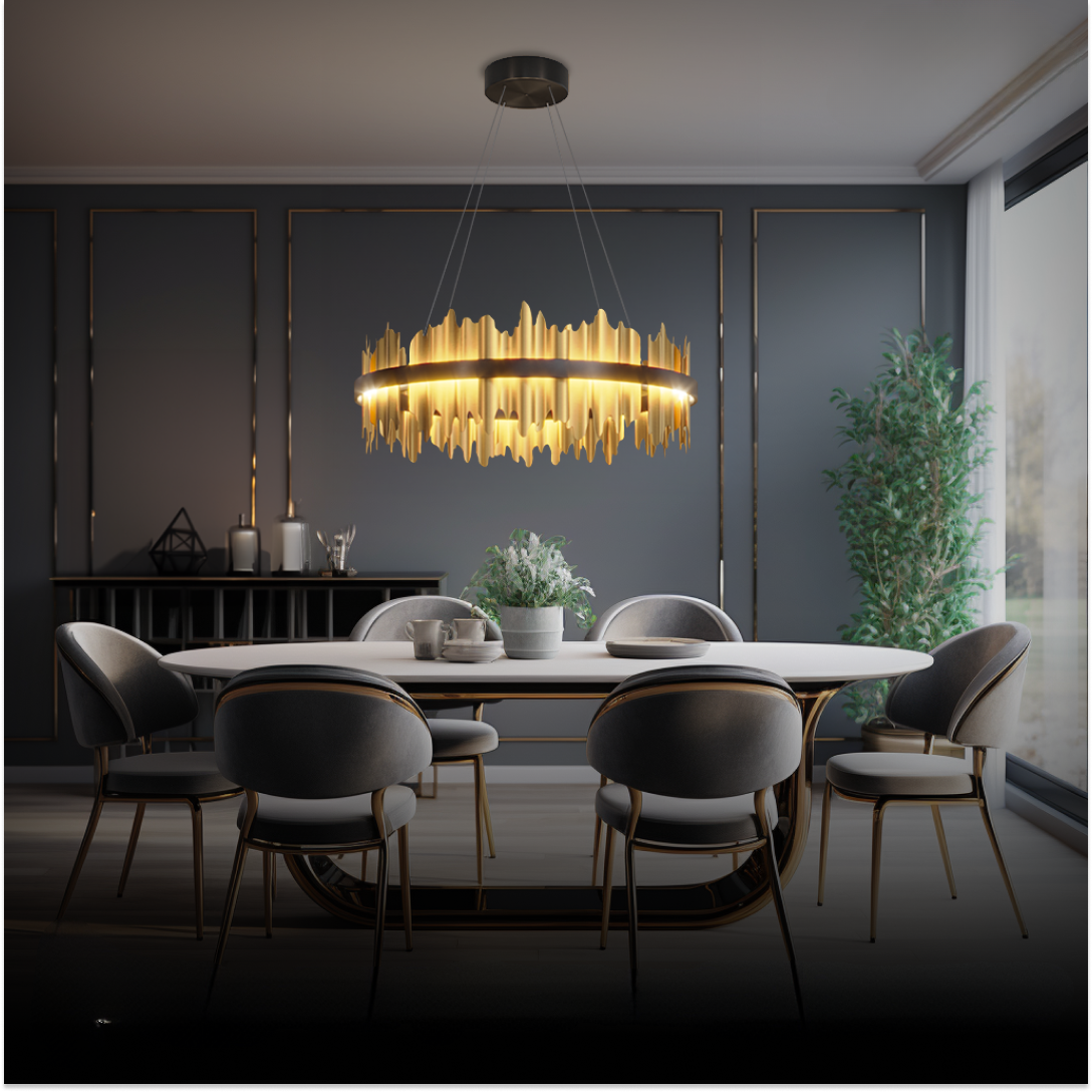 Kristy Industrial LED Kronleuchter Gold Metall Schalf/Wohnzimmer
