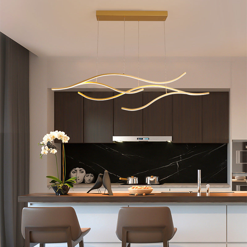 Arisha LED Pendelleuchte Linear Esszimmer, Schwarz/Gold, Metall