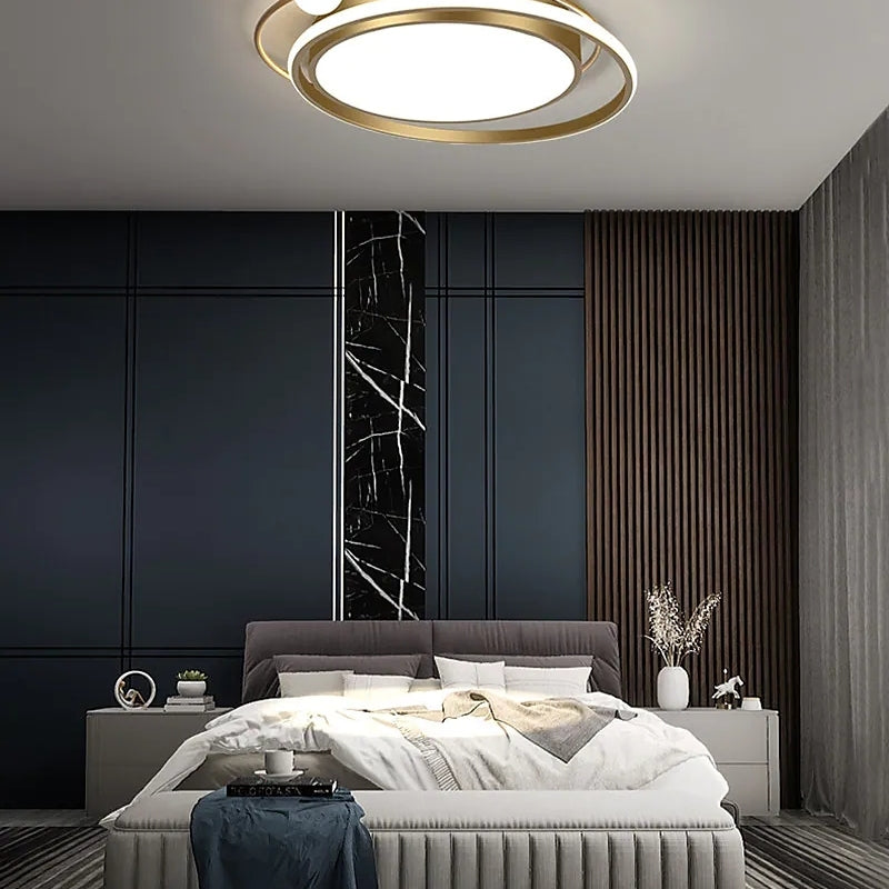 Arisha  Modern LED Deckenleuchte Planet Design Schwarz/Gold, Schlafzimmer