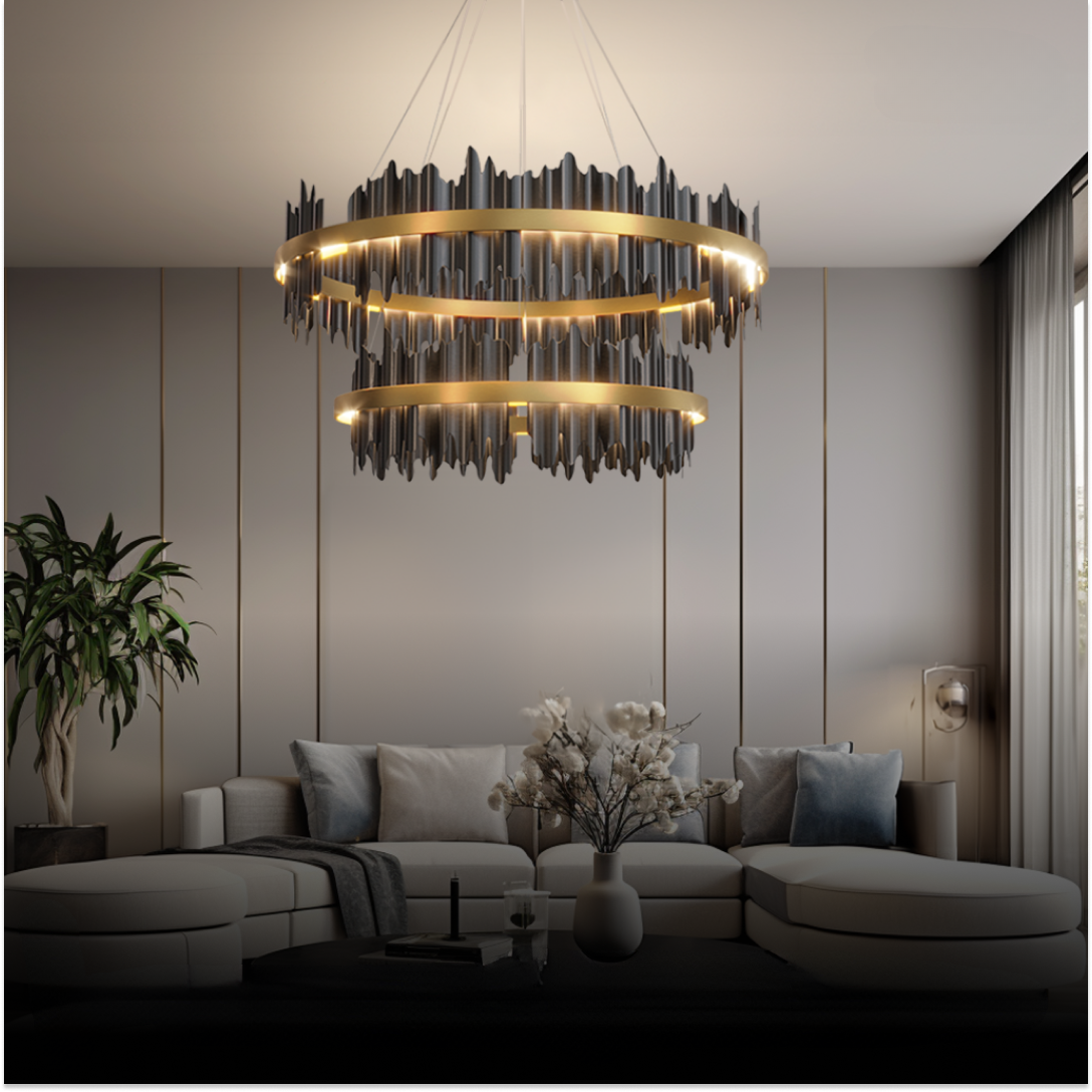 Kristy Industrial LED Kronleuchter Gold Metall Schalf/Wohnzimmer
