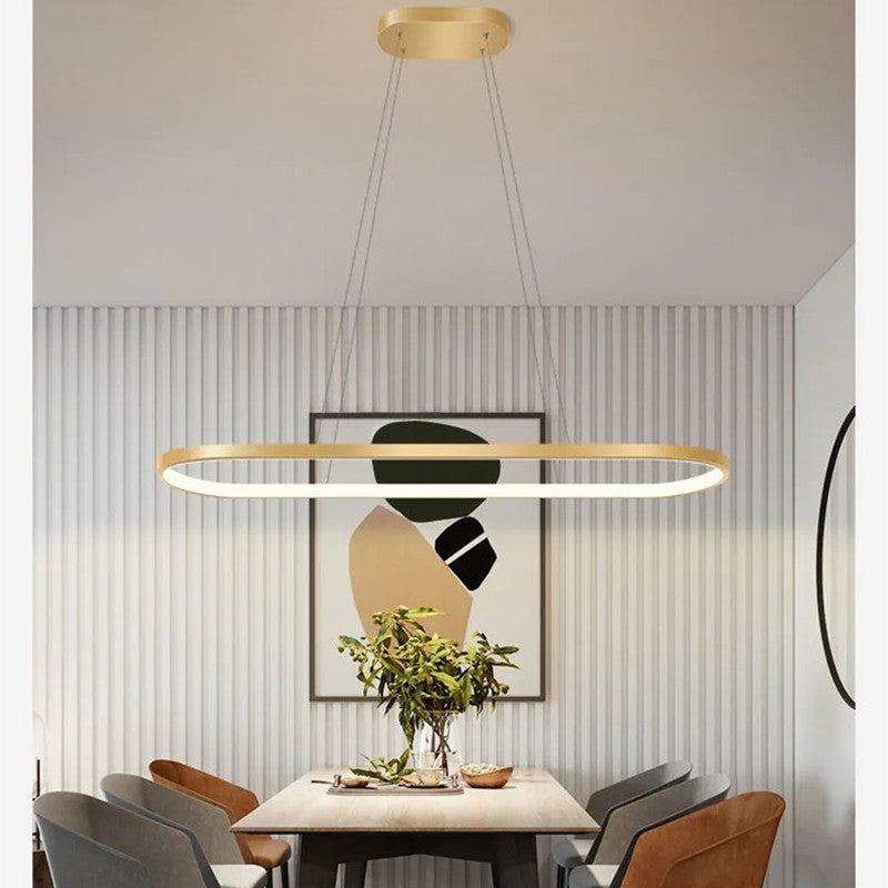 Arisha Modern Pendelleuchte Linear Schwarz/Weiß/Gold Esszimmer Metall