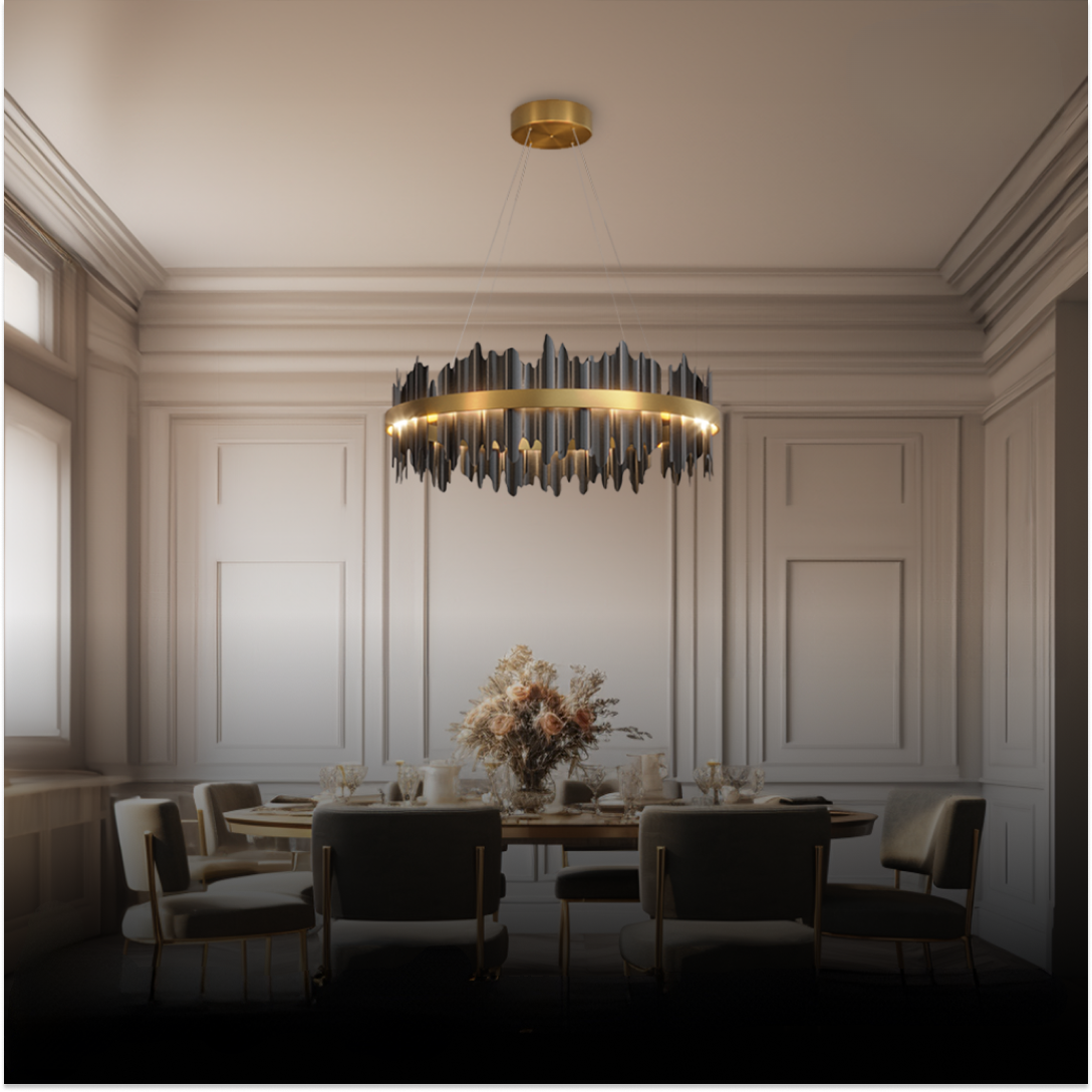 Kristy Industrial LED Kronleuchter Gold Metall Schalf/Wohnzimmer