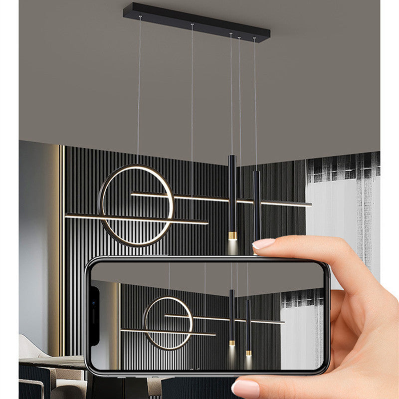 Arisha Modern Pendelleuchte Ring Linear Esszimmer, Schwarz/Gold, Metall