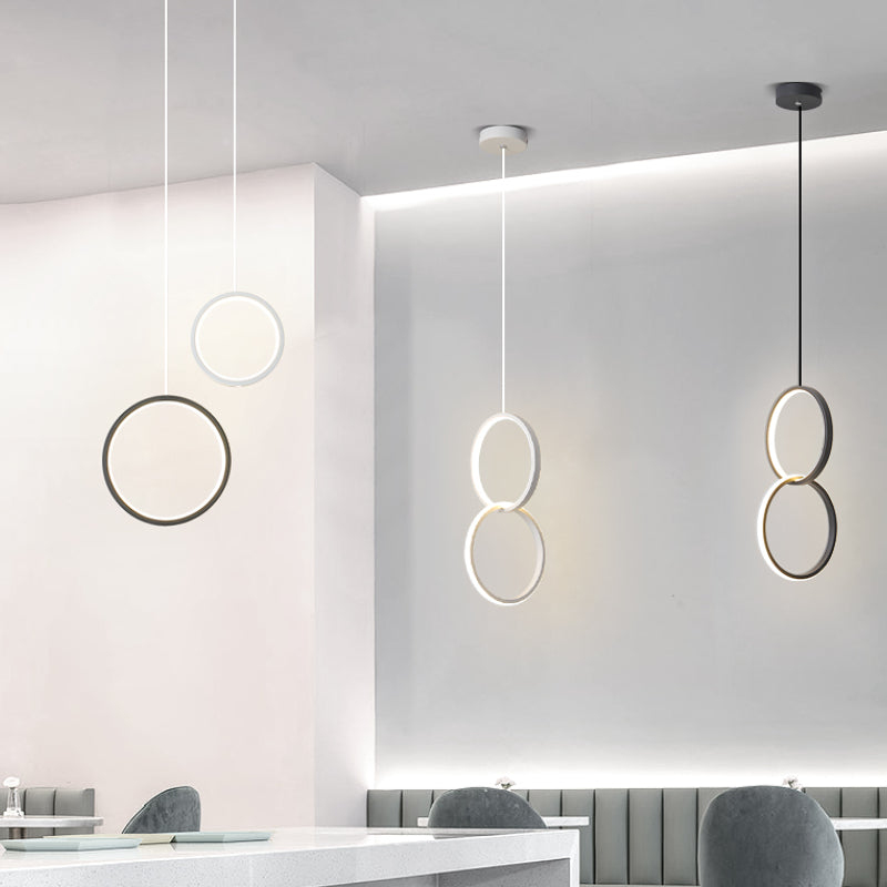 Arisha Minimalistisch Pendelleuchte Ring Schwarz/Weiß Wohnzimmer