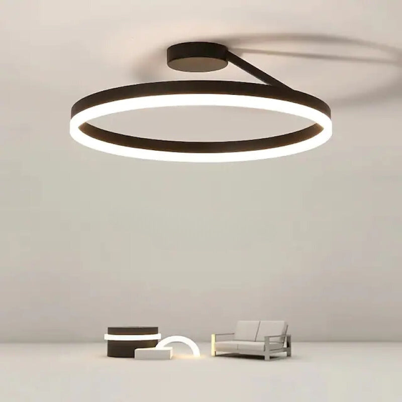 Arisha Deckenleuchte Ring  Modern LED  Schwarz/Weiß Wohnzimmer Flur Metall