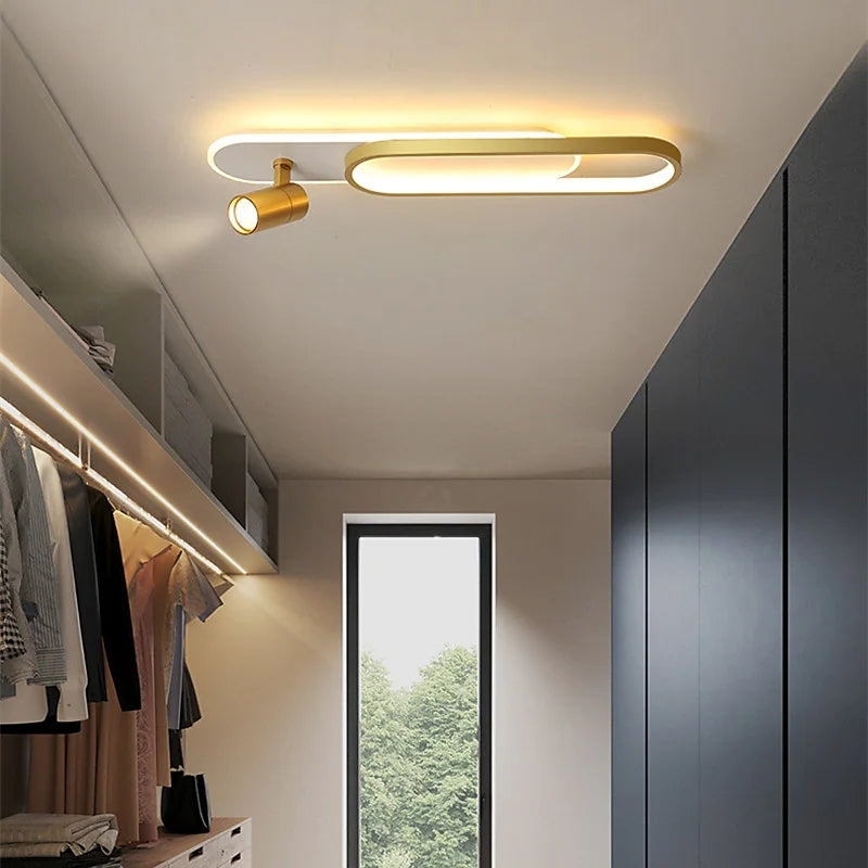 Aim  Linear LED Deckenleuchte Schwarz/Gold Wohnzimmer Modern