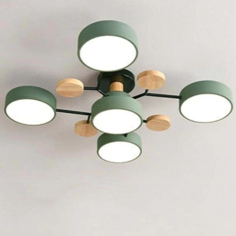 Muto Deckenleuchte Holz  Modern Rund LED Weiß Schlaf/Wohnzimmer