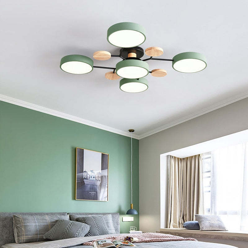Muto Deckenleuchte Holz  Modern Rund LED Weiß Schlaf/Wohnzimmer