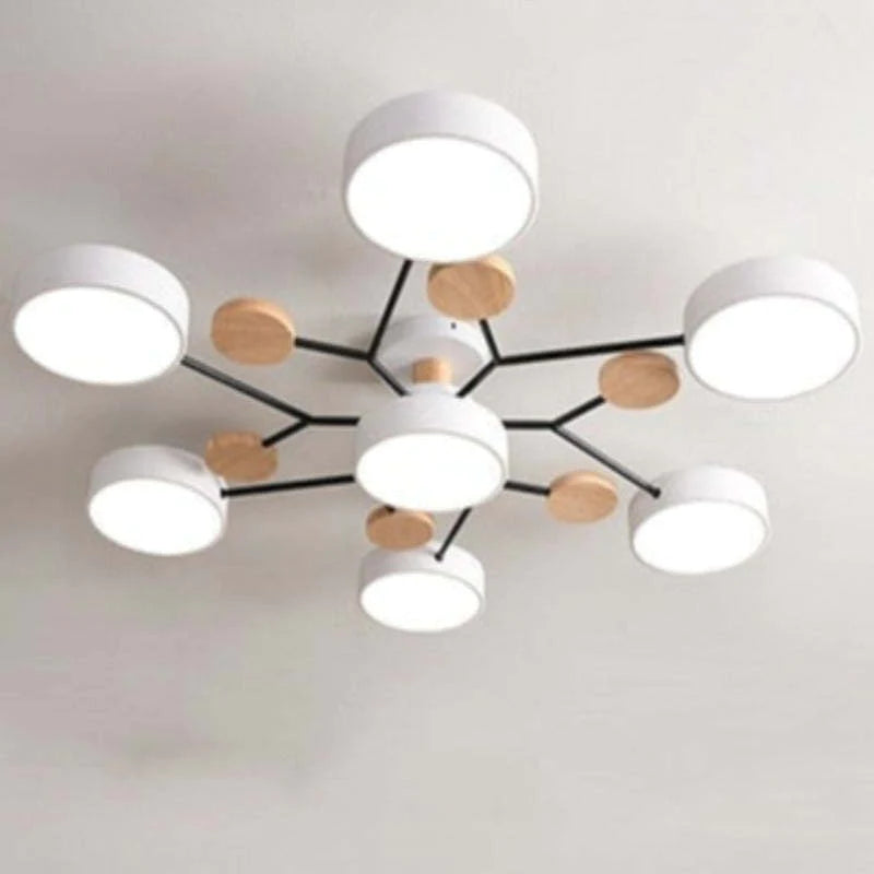 Muto Deckenleuchte Holz  Modern Rund LED Weiß Schlaf/Wohnzimmer