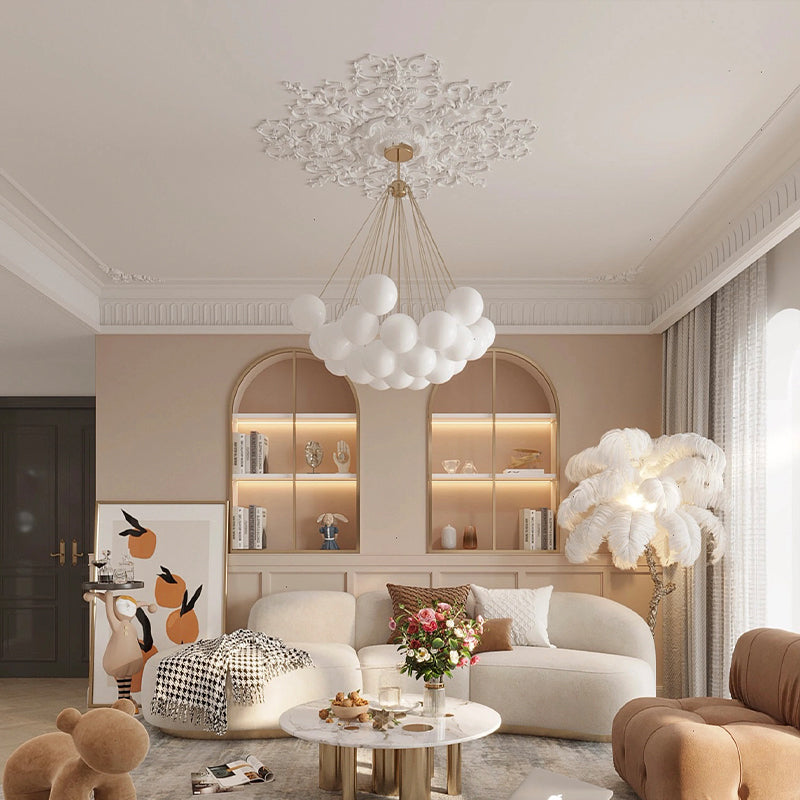 Valentina Modern LED Kronleuchter Kugel Schwarz/Gold Wohnzimmer Glas