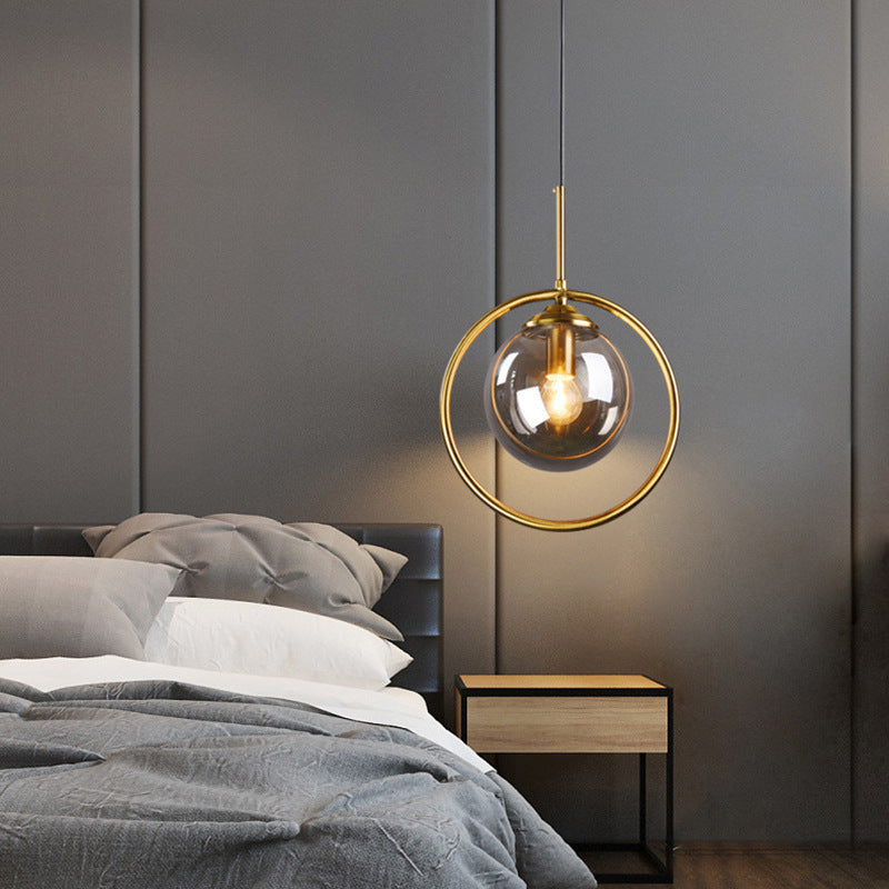 Arisha Nodic Kugel Pendelleuchte Transparent/Aschgrau/Cognac Schlafzimmer Glas