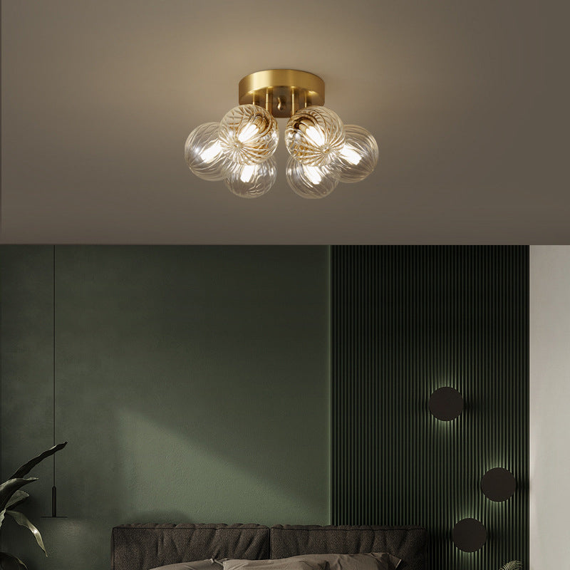 Valentina Vintage Denkenleuchte Kugel Ess/Wohnzimmer Gold Metall/Glas
