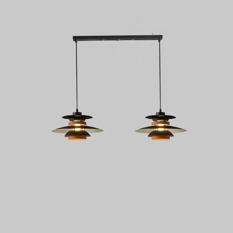 Valentina Modern Pendelleuchte Schwarz Weiß Holz Metall Esszimmer