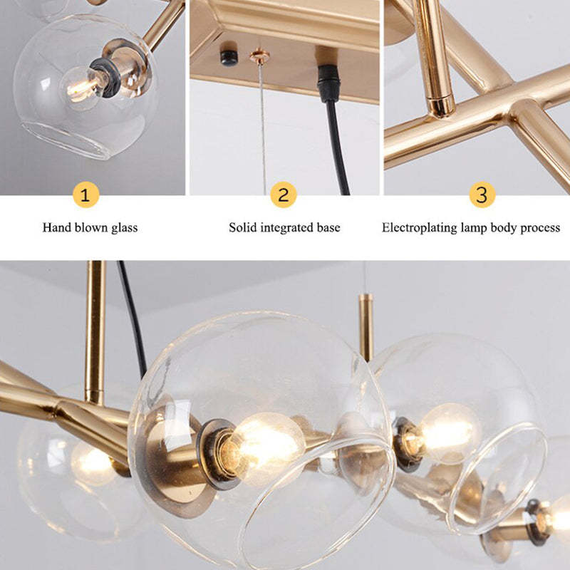 Valentina Modern LED Pendelleuchte Kugel Schwarz/Gold Ess/Wohnzimmer Glas