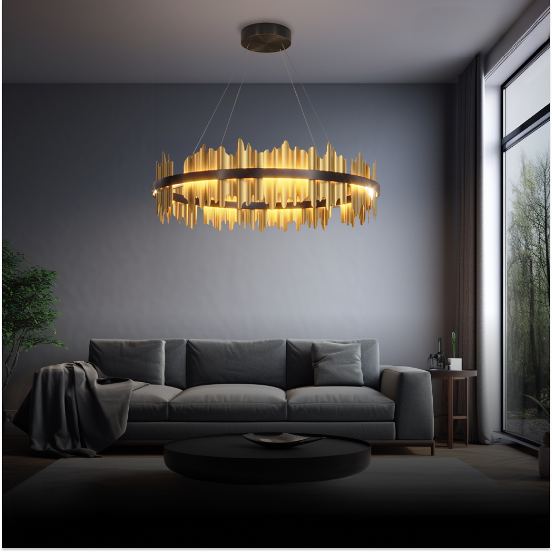Kristy Industrial LED Kronleuchter Gold Metall Schalf/Wohnzimmer