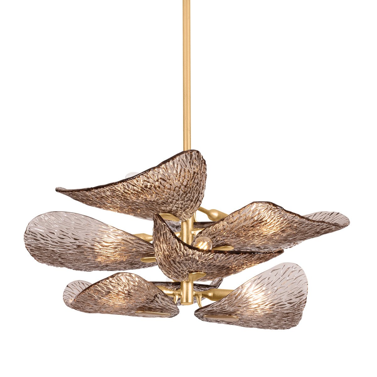 Celaline Kronleuchter Cardiff Piastra-Glasblätter in Bronze
